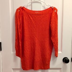 J. Crew Bright Orange Button-Detail Sweater